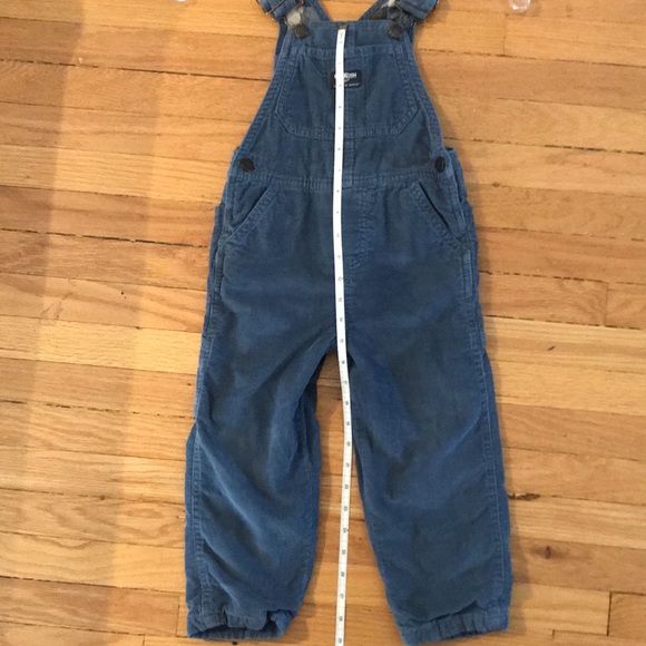 Osh Kosh big Osh dusty blue cord overalls with plaid flannel lining & buckles - Picture 15 of 16